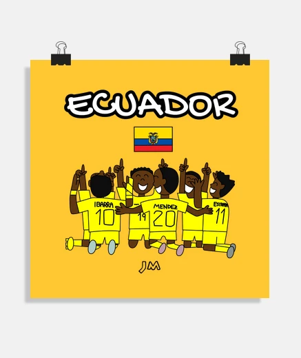 Poster équipe de football de l&#39;equateur - dessin du monde