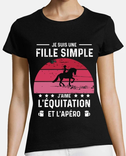 Tee-shirt equitation cheval apero femme vintage