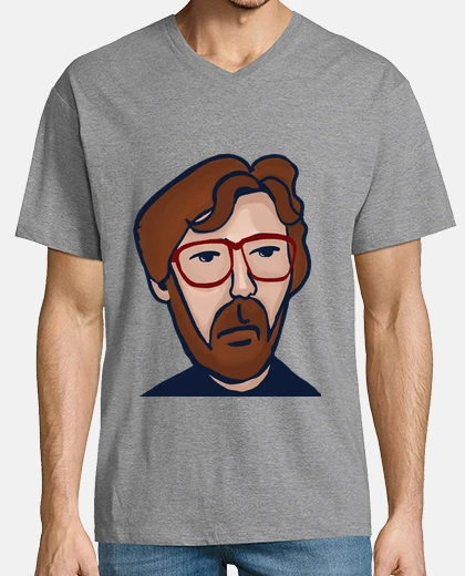 Tee-shirt eric clapton homme col v manches courtes fermé vigor gris