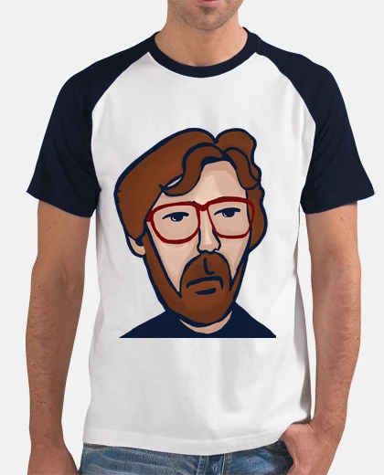Tee-shirt eric clapton hommes style baseball blanc et bleu marine