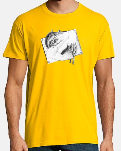 Camiseta Escher. Drawing Hands