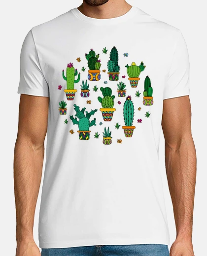 T-shirt escursioni folcloristiche di gruppo con cactus messicani