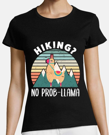 T-shirt escursionismo no prob llama divertente 
