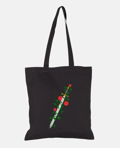 Bolsa espada medieval con rosas bolso de estudiante gótico libros e-readers tote