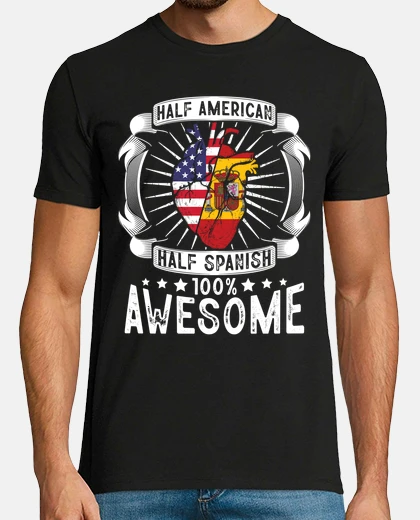 Tee-shirt espagne usa drapeau moitié moitié améri