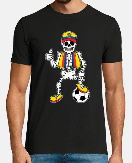 Camiseta Esqueleto Hincha De Futbol Ecuador Fan Afición Deporte