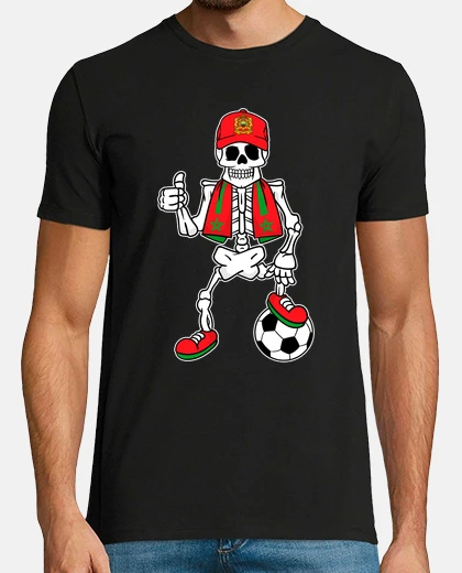 Camiseta Esqueleto Hincha De Futbol Marruecos Fan Afición Deporte