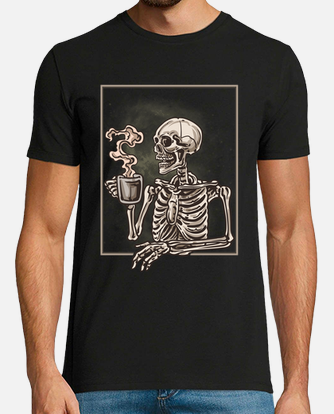 Camiseta esqueleto tomando café | laTostadora
