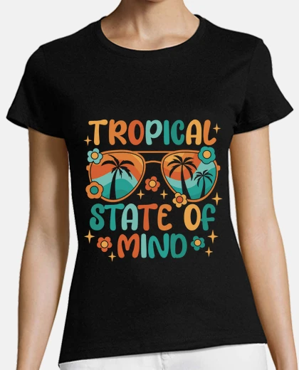 Playera estado de ánimo tropical, gafas de sol