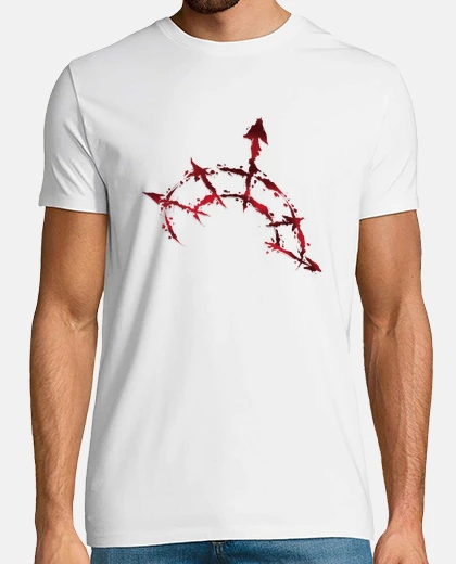 Camiseta estrella del caos rojo oscuro y negro