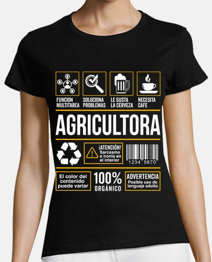 Playera Etiqueta Profesion Trabajo Agricultora Granjera Tractorista