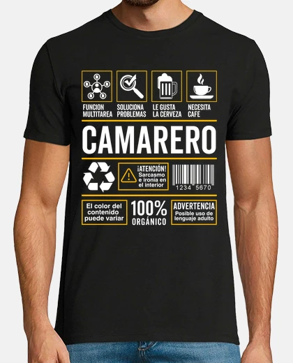 Playera Etiqueta Trabajo Ocupación Camarero