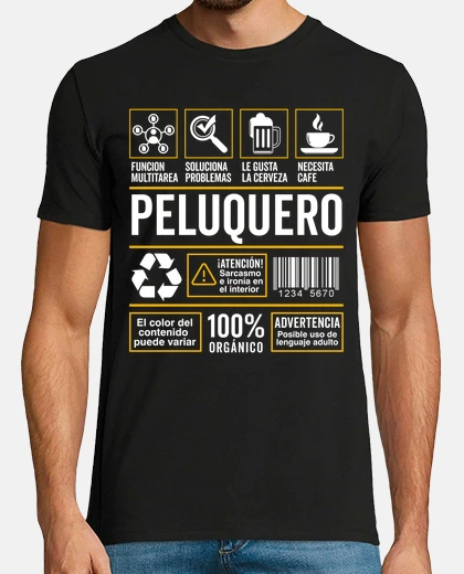 Camiseta Etiqueta Trabajo Peluquero Profesional Barbero Peluquería Barbería