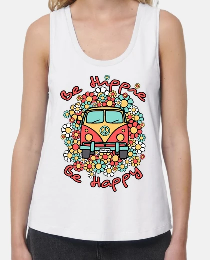 Tee-shirt être heureux hippie van être