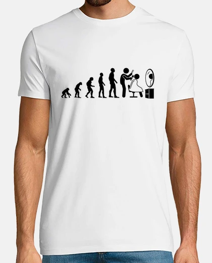 Camiseta evolución peluquero humor peluquero