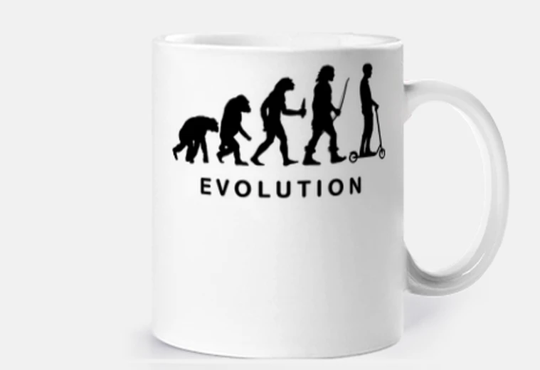 Taza Evoluciones en patinete