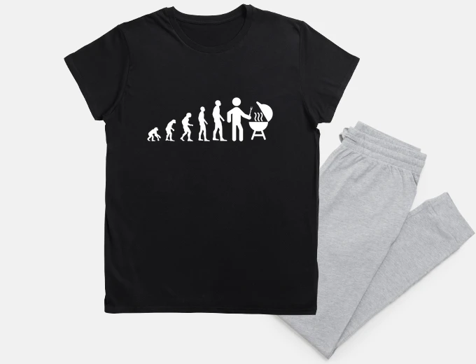 Pajama evolution barbecue man humor