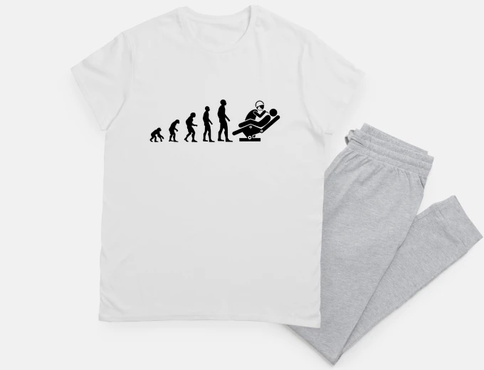 Pyjama evolution dentist man humor