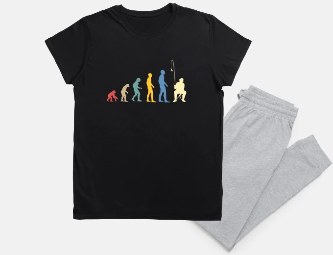 Pyjama evolution fisherman humor funny fishing