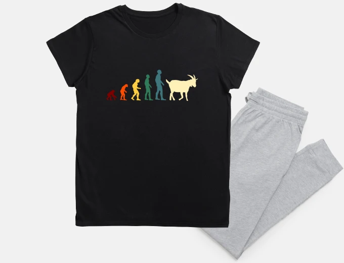 Pyjama evolution goat man humor