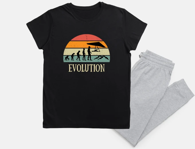 Pyjama evolution hang glider man humor