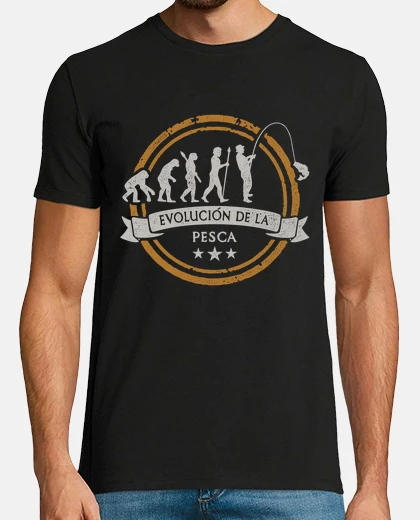 T-shirt evolution of angling fish fisherman sport