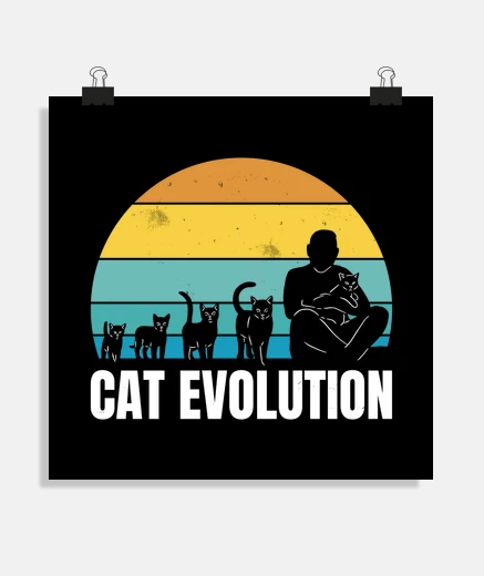 Poster evolution of the cat, cat lover for decoration.