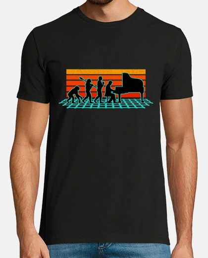 T-shirt evoluzione del pianista musicista musicista pianoforte a coda