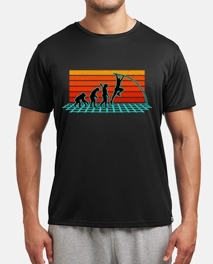 T-shirt evoluzione dell&#39;atletica sportiva dell&#39;atleta del salto con l&#39;asta