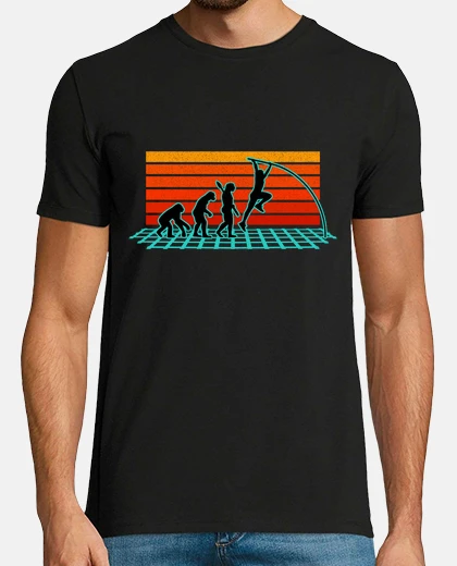 T-shirt evoluzione dell&#39;atletica sportiva dell&#39;atleta del salto con l&#39;asta
