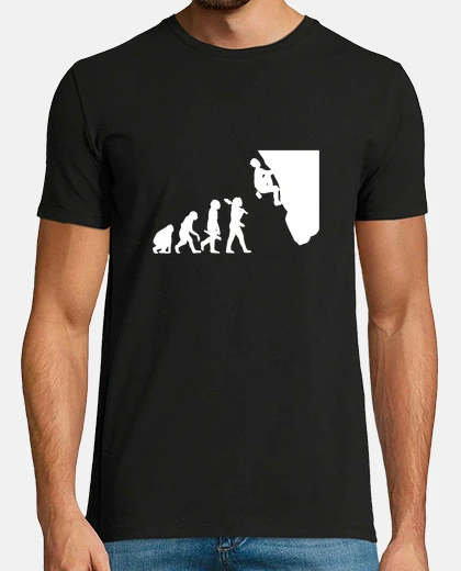 T-shirt evoluzione dello scalatore muro arrampicata montagne rocciose