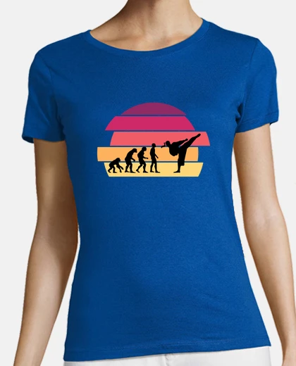 T-shirt evoluzione umanità karate donna