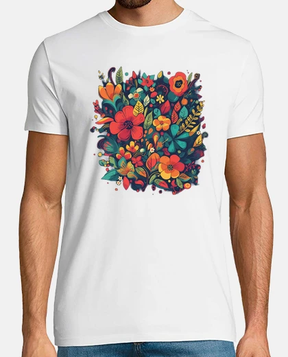 Tee-shirt explesion florale couleurs vives