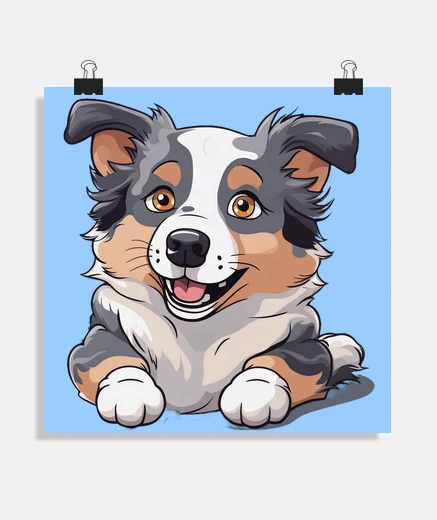 Poster expressive australian shepherd puppy poster poster decoration child&#39;s bedroom living room cute n