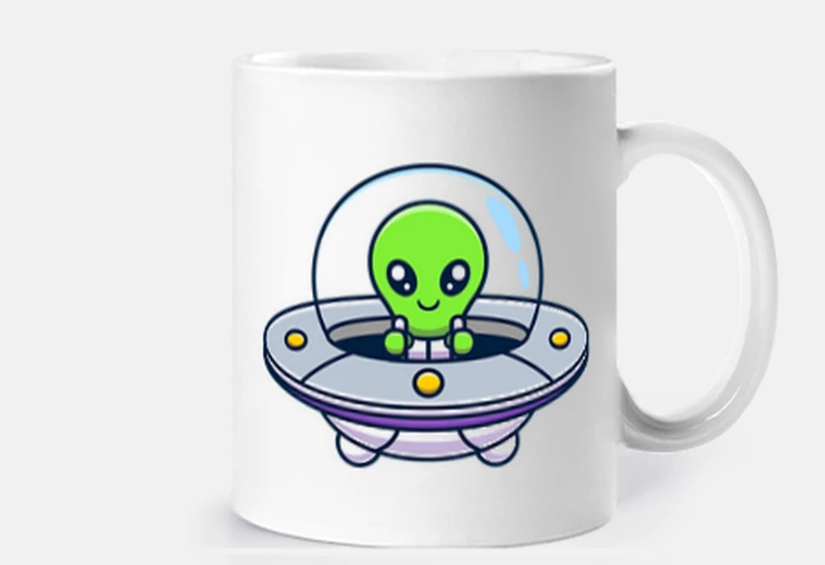 Mug extraterrestre dans sa soucoupe volante