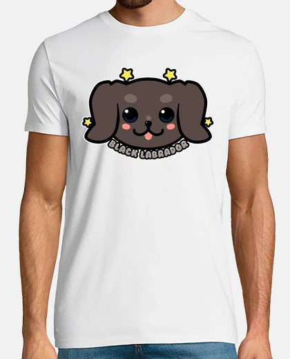T-shirt faccia di cane labrador nero kawaii - camicia da uomo