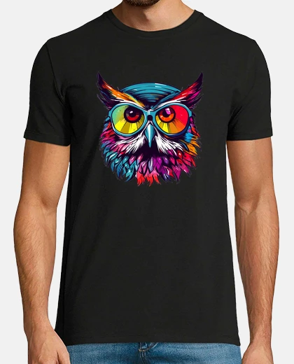 T-shirt faccia di gufo con gli occhiali