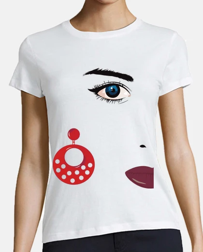 T-shirt face 2 flamenco moon earrings