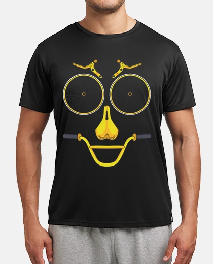T-shirt face bike parts bicycle smile sport cycling fun