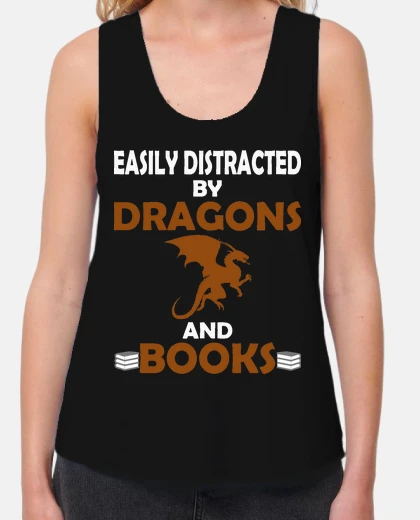 Tee-shirt facilement distrait par les dragons et 
