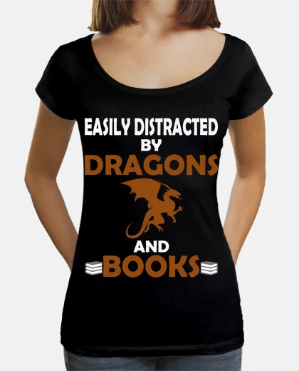Tee-shirt facilement distrait par les dragons et 