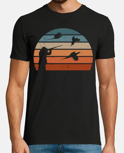 Camiseta faisán caza hombres cazador perro