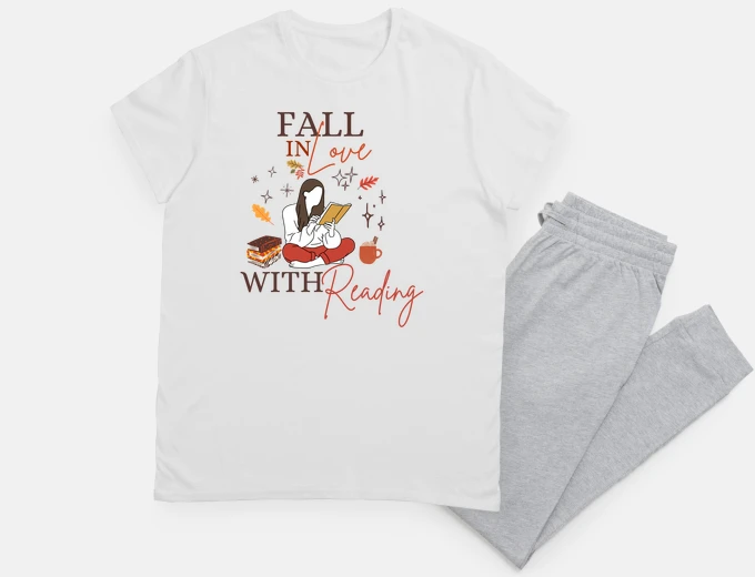 Pyjama Fall In Love With Reading - Fall Reading - Fall English Reading Teacher