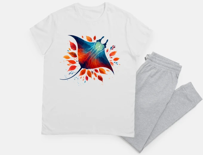 Pajama Fall Leaves Manta Ray