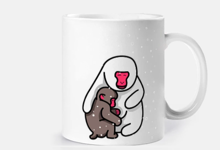 Mug famille de singes japonaise