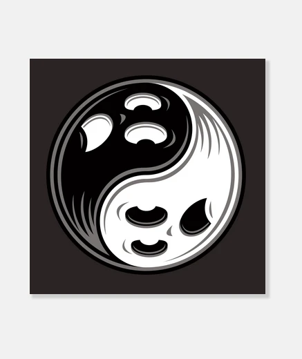 Stampa fantasma yin yang in bianco e nero