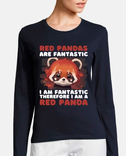 T-shirt fantastici panda rossi a maniche lunghe