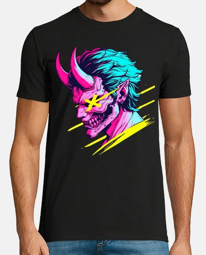 T-shirt fantastico oni yokai hannya ogre neon a