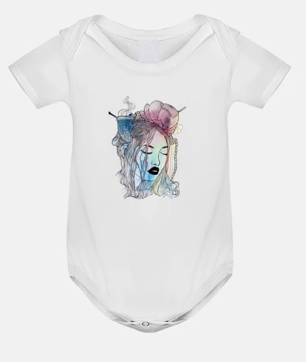 Kids fantasy watercolor geisha