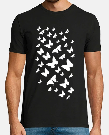 T-shirt farfalle bianche che volano verso il ci